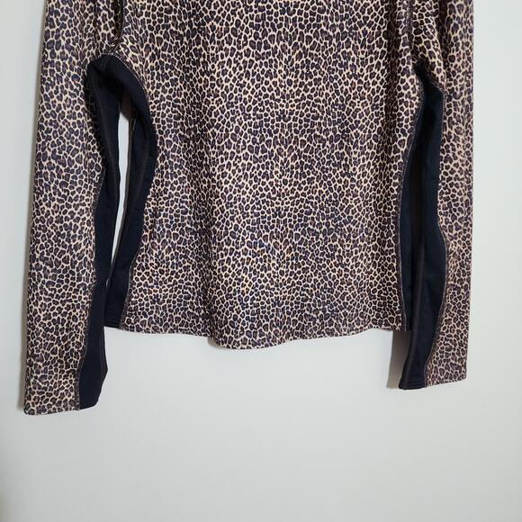 Hot Chillys 1/4 zip cheetah print color block under sleeves shirt woman's size L - Picture 12 of 15